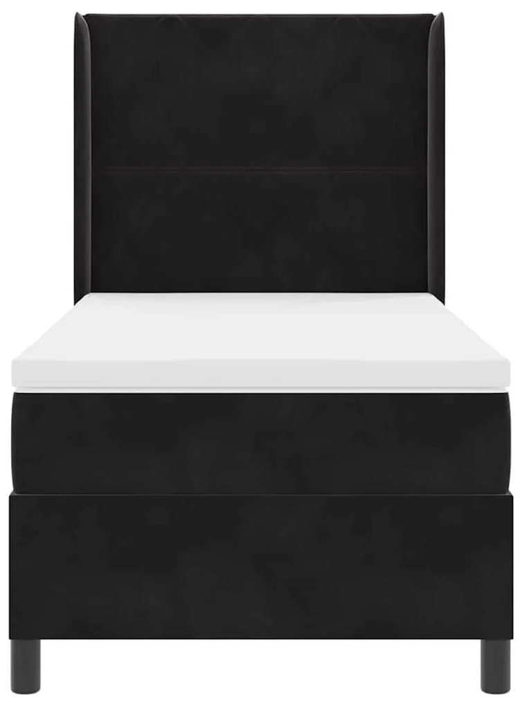 Cama Box com Colchão e LED Preto 100x200 cm Veludo