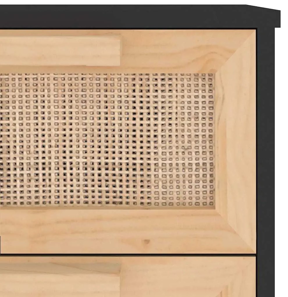 Aparador 40x30x90 cm pinho maciço/vime natural preto