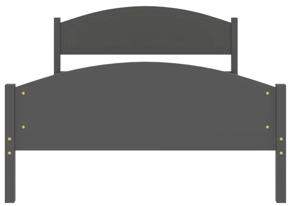 Estrutura de cama 120x200 cm pinho maciço cinzento-escuro