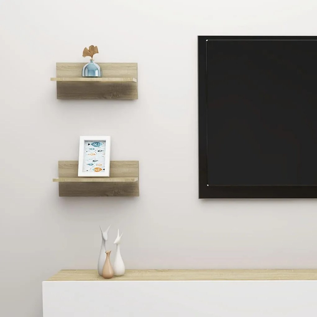 vidaXL Estantes de parede 2 pcs 40x11,5x18cm contrapl. carvalho sonoma