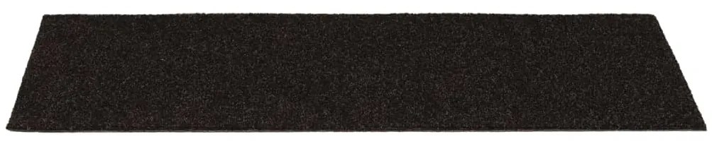 Tapetes escada adesivos retang. 15 pcs 60x25 cm castanho-escuro