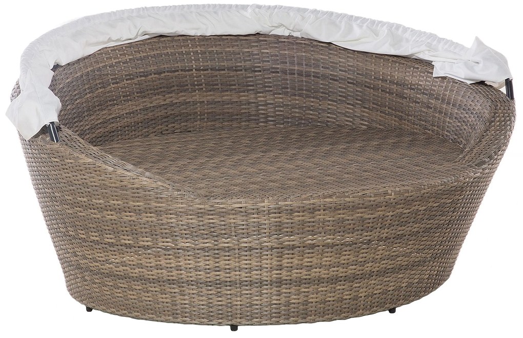 Cama de jardim com toldo em rattan castanho claro SYLT Beliani