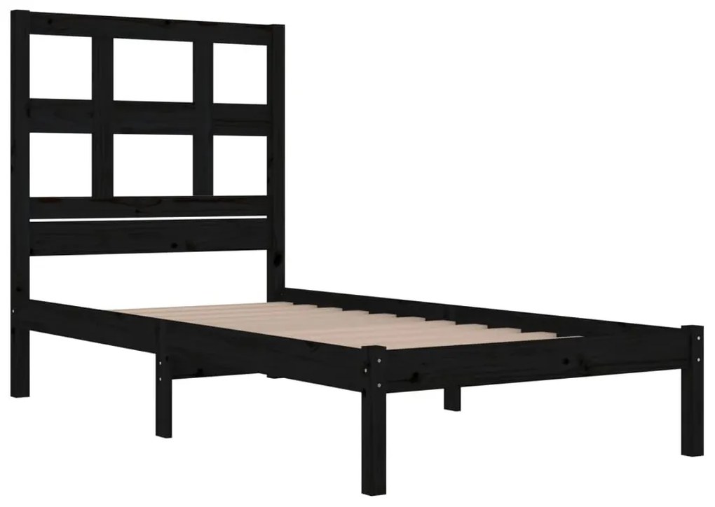 Estrutura cama pequena solteiro 75x190 cm madeira maciça preto