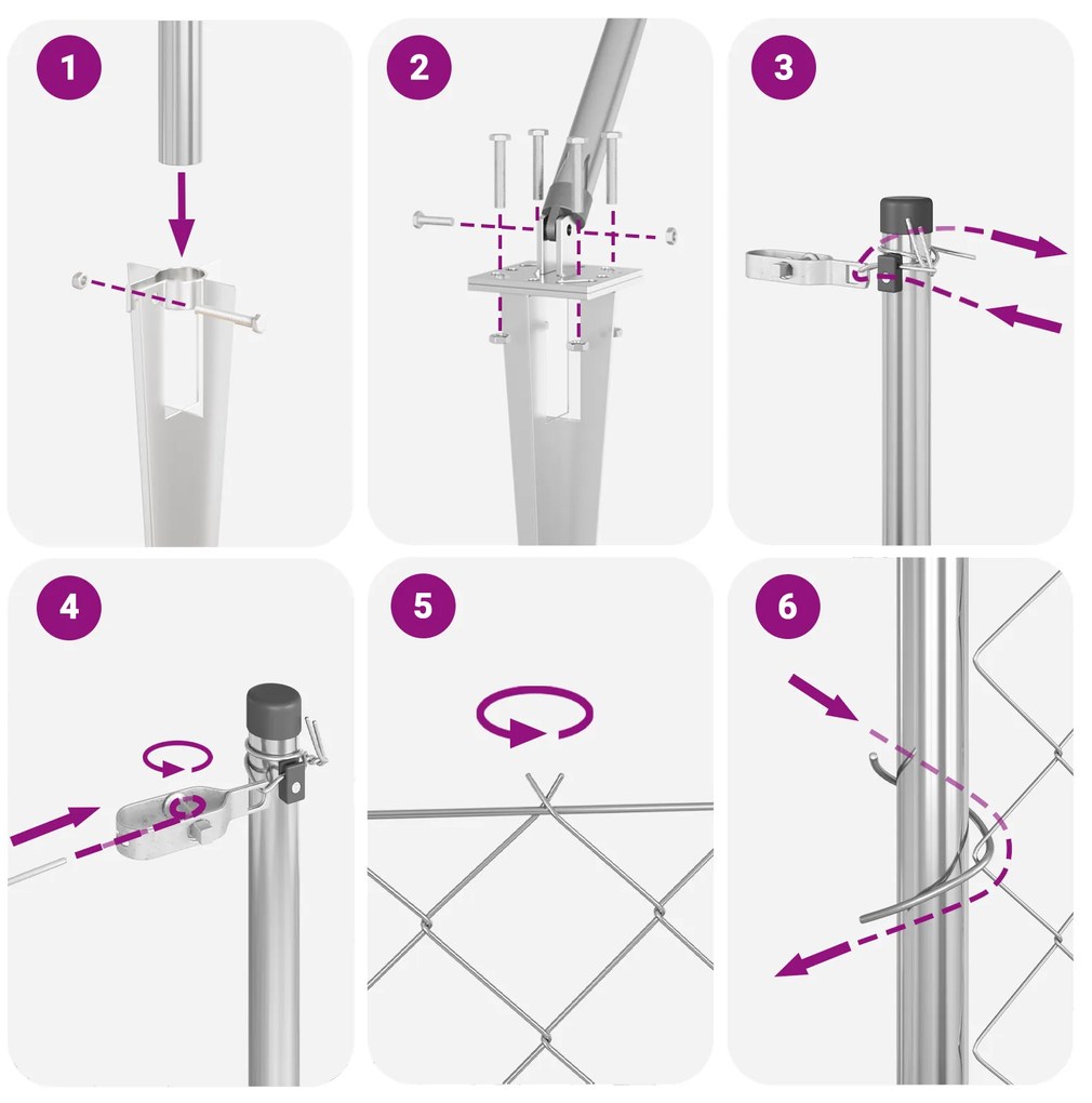 Cerca de Cadeia com 7 Postes de Espeto 1.2 x 10 m Aço Galvanizado