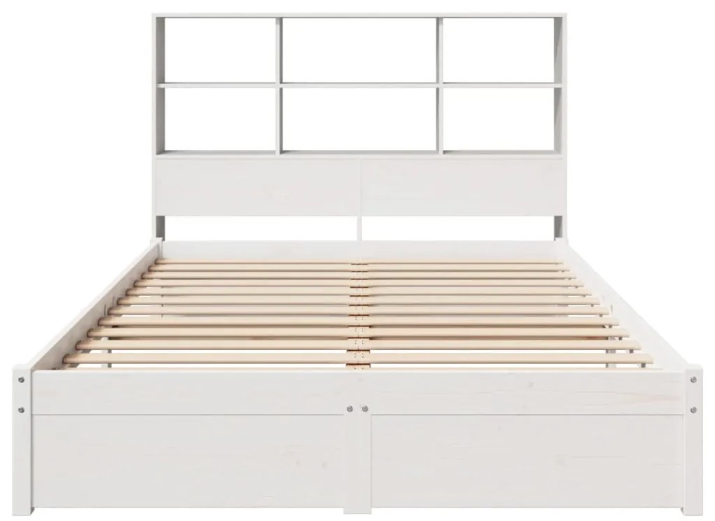 Cama com estante sem colchão 120x200 cm pinho maciço branco