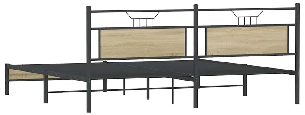 Estrutura de cama sem colchão 200x200cm metal carvalho sonoma