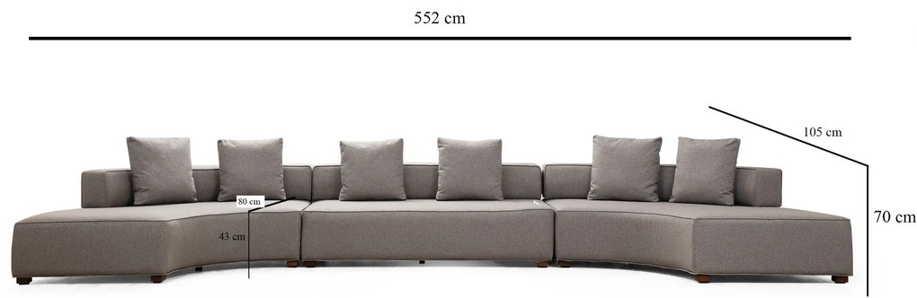 Sofá de Canto Gondol – Cinzento – 552 x 105 x 70 cm