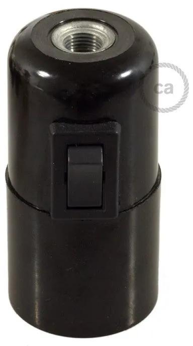 Bakelite E27 lamp holder kit with switch - Preto