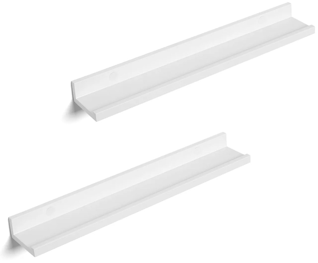 Prateleiras flutuantes de parede, conjunto de 2 para fotos e livros | SONGMICS | 60 x 10 x 5 cm | branco | LWS60WT.
