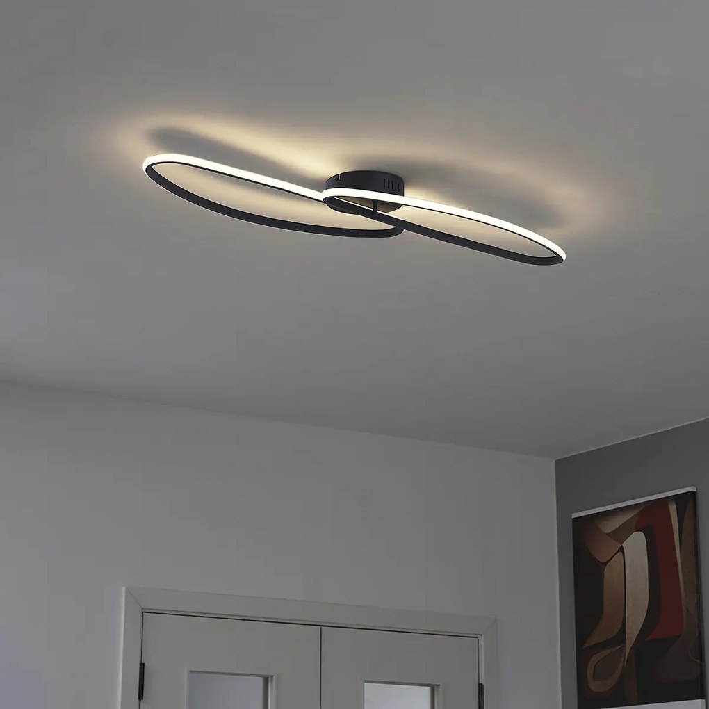 Plafon de design preto 100cm Incl. LED regulável em 3 níveis 2 luzes - Pepe
