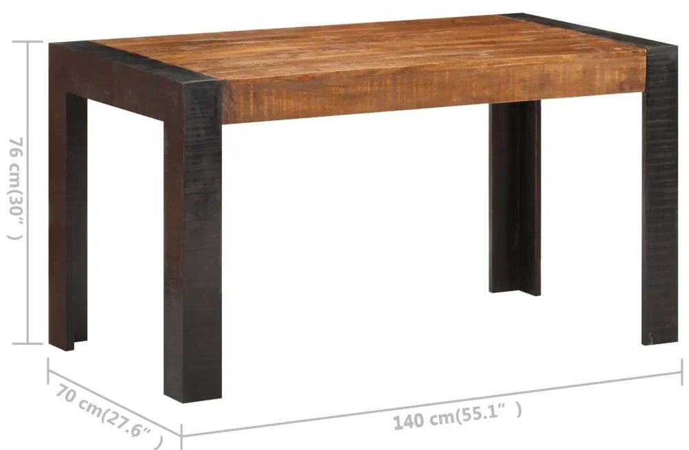 Mesa de jantar 140x70x76 cm madeira de mangueira áspera maciça