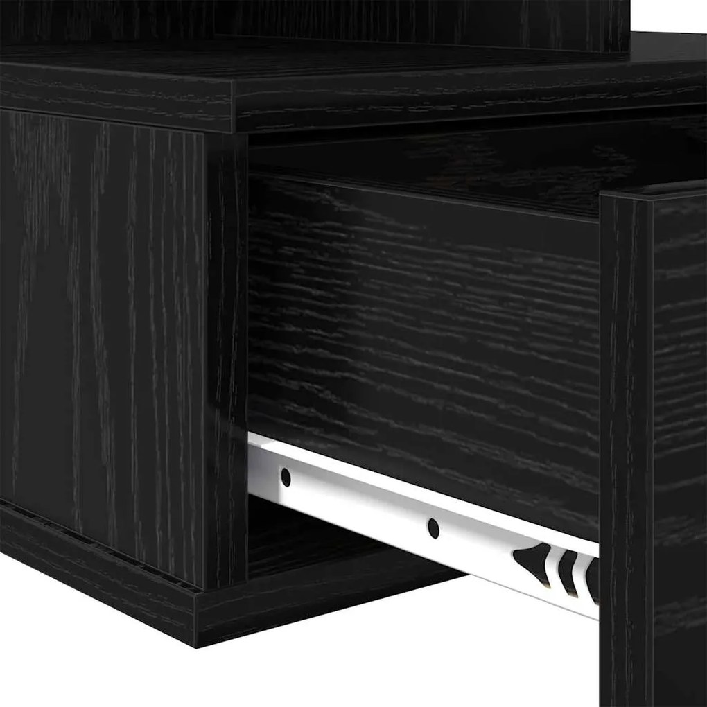 Mesa de Cabeceira Flutuante Carvalho Preto 40x31x27 cm Madeira Engenhe