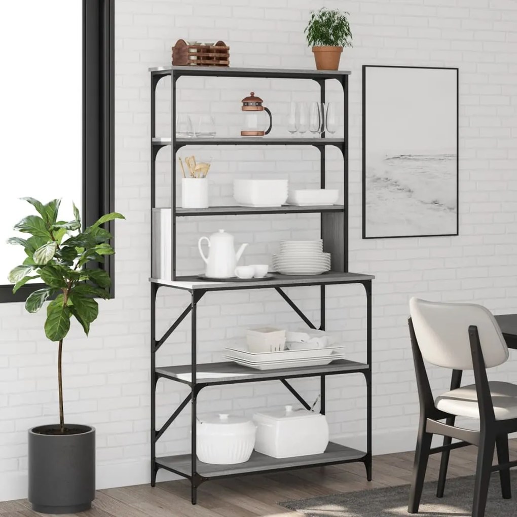 vidaXL Estante 6 prateleiras 90x40x180 cm deriv. madeira cinza sonoma