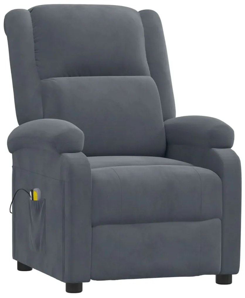 Poltrona de massagens elétrica veludo cinza-escuro