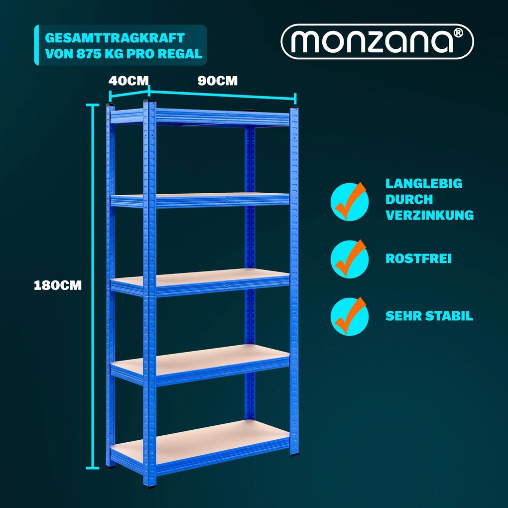 Estante para cargas pesadas até 875 kg 180 x 90 x 40 cm Azul