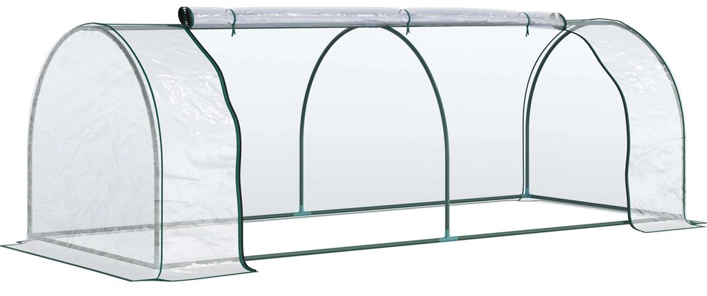 Outsunny Estufa transparente para jardim ou terraço para cultivo de plantas e flores com porta zip 250x100x80cm PVC