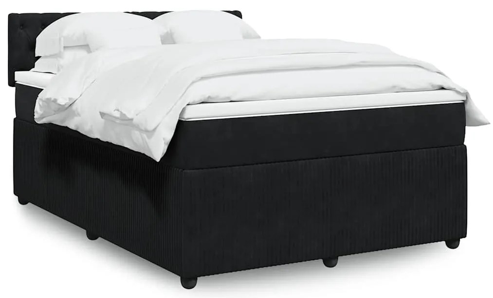Cama com molas/colchão 160x200 cm veludo preto