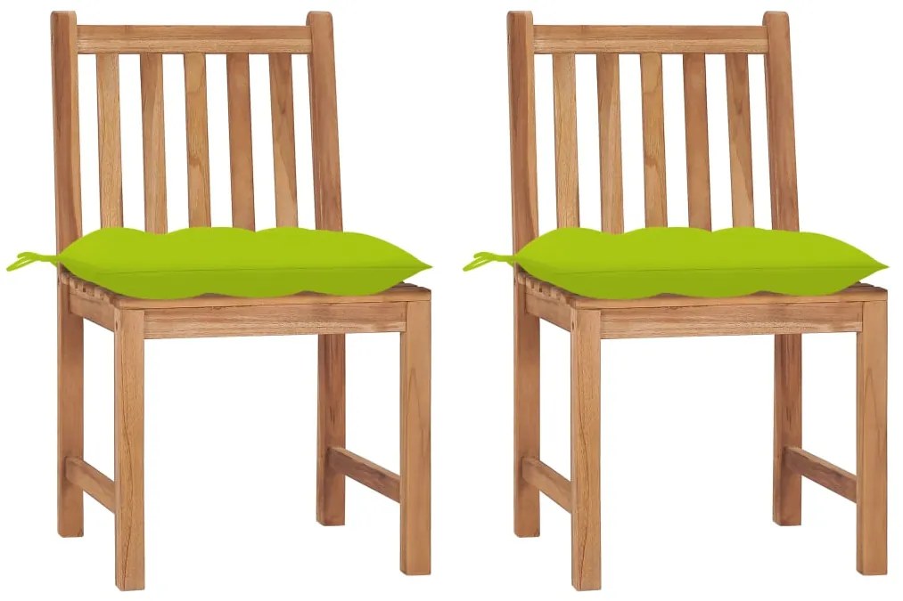 vidaXL Cadeiras de jardim c/ almofadões 2 pcs madeira de teca maciça