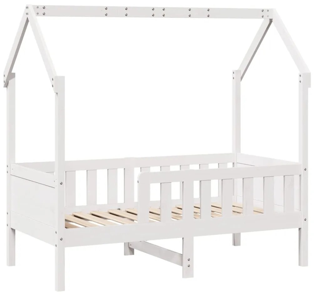 Cama infantil formato casa 70x140 cm pinho maciço branco