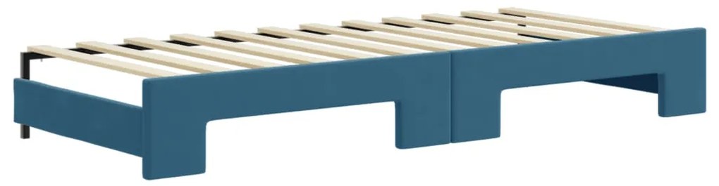 Sofá-cama com gavetão 80x200 cm veludo azul