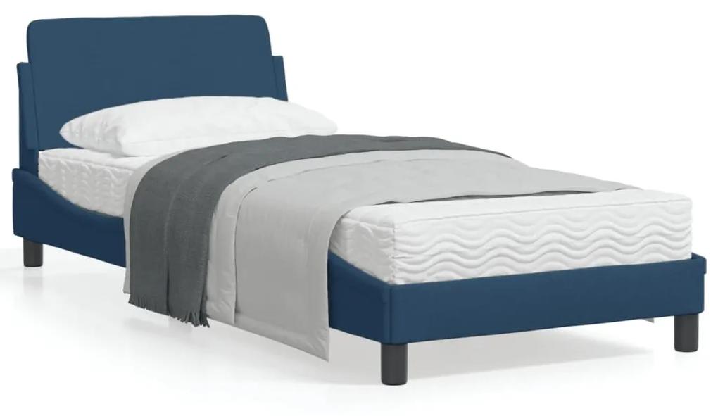 373071 vidaXL Estrutura de cama c/ cabeceira tecido 80x200 cm azul