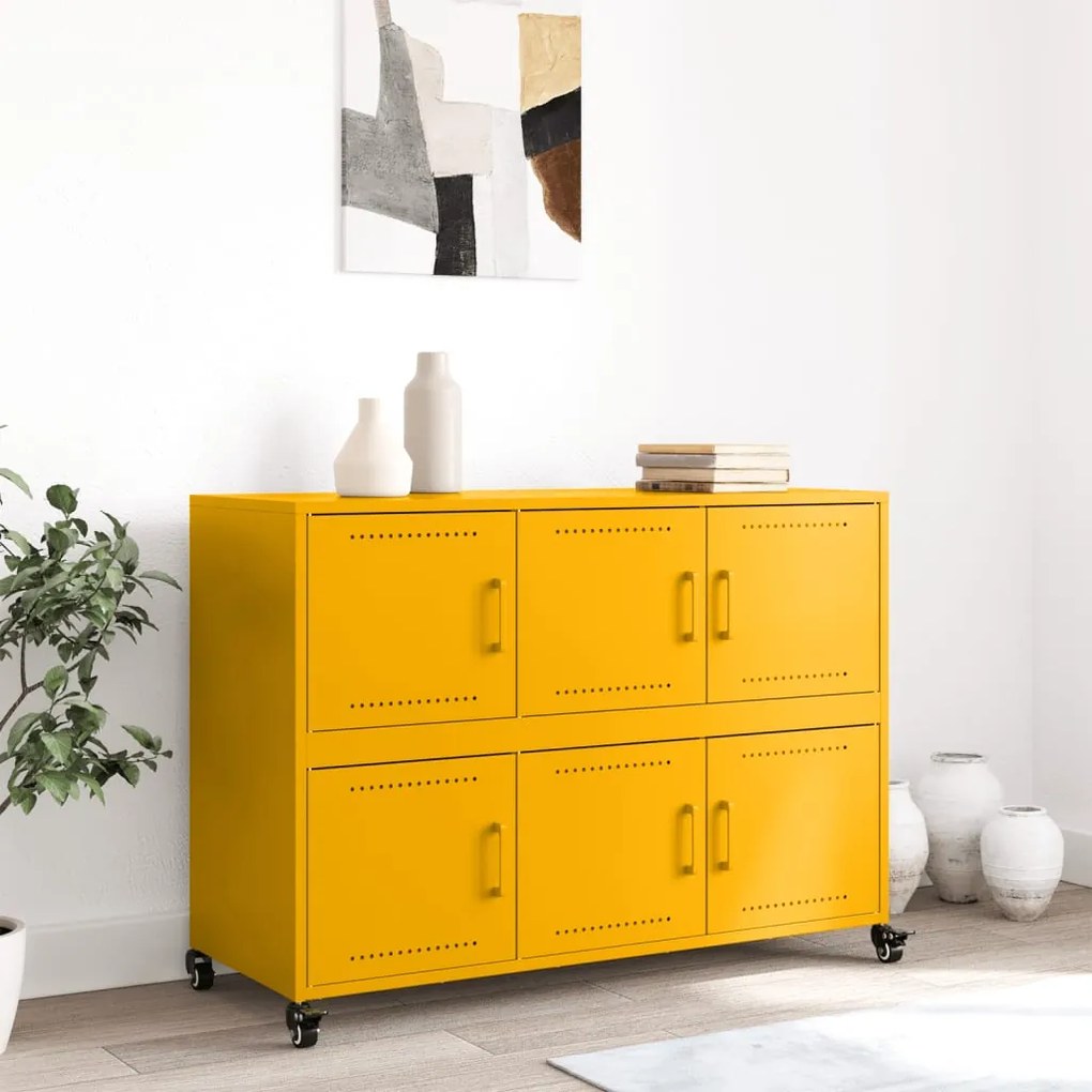 Aparador 100,5x39x72 cm aço amarelo mostarda