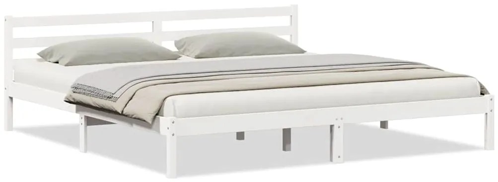 Cama vidaXL com Cabeceira Branca 200x210 cm Madeira Sólida Pinho