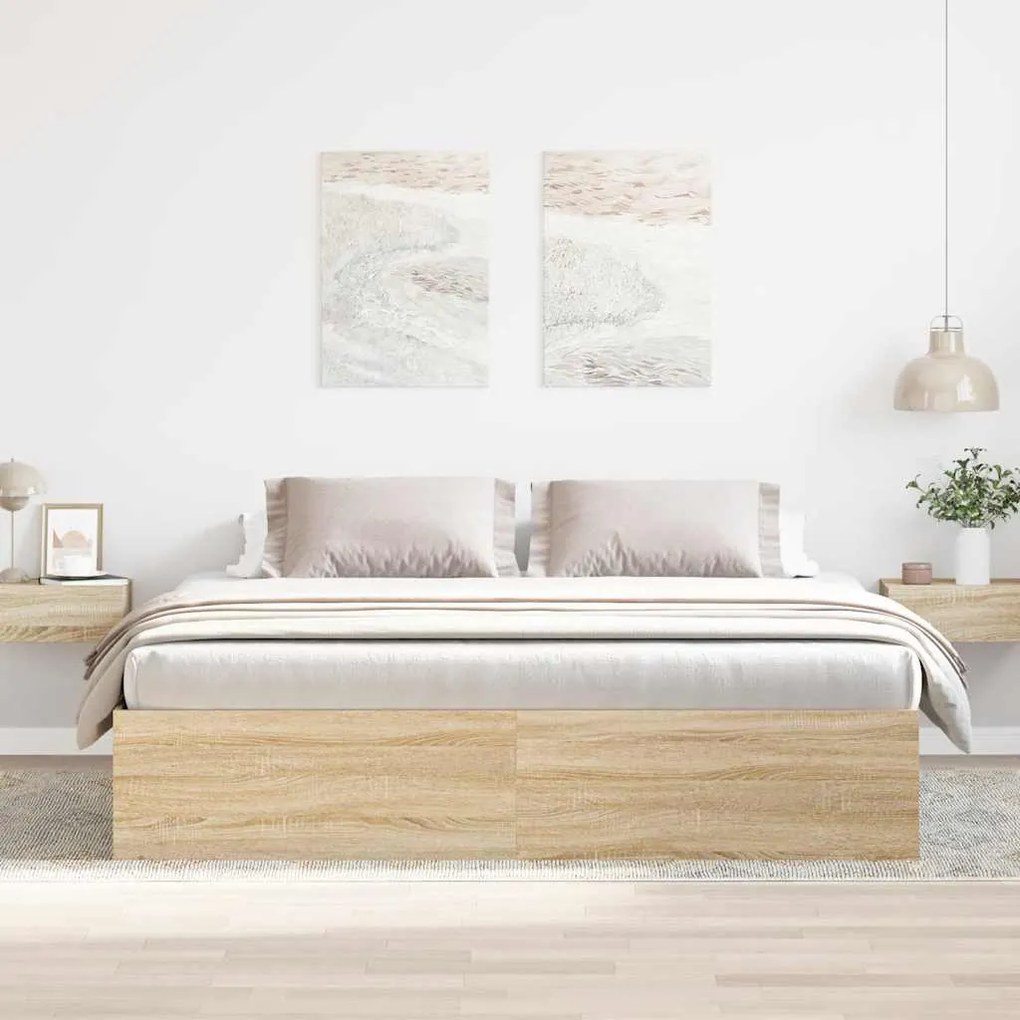 Estrutura de cama super king size 180x200 cm carvalho sonoma