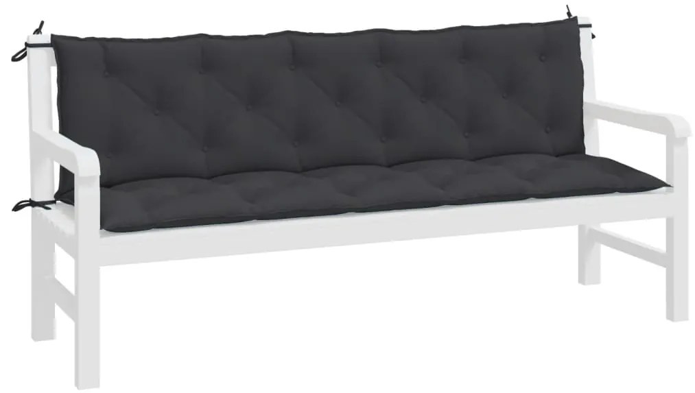 Almofadões banco jardim 2 pcs 180x50x7cm tecido oxford preto