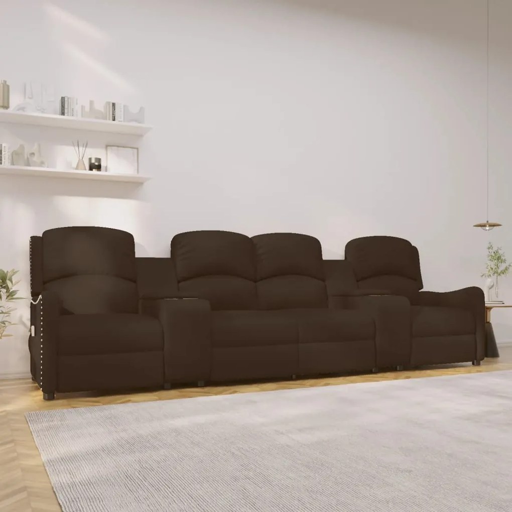 vidaXL Poltrona massagens 4 lug. +suporte copo castanho brilhante