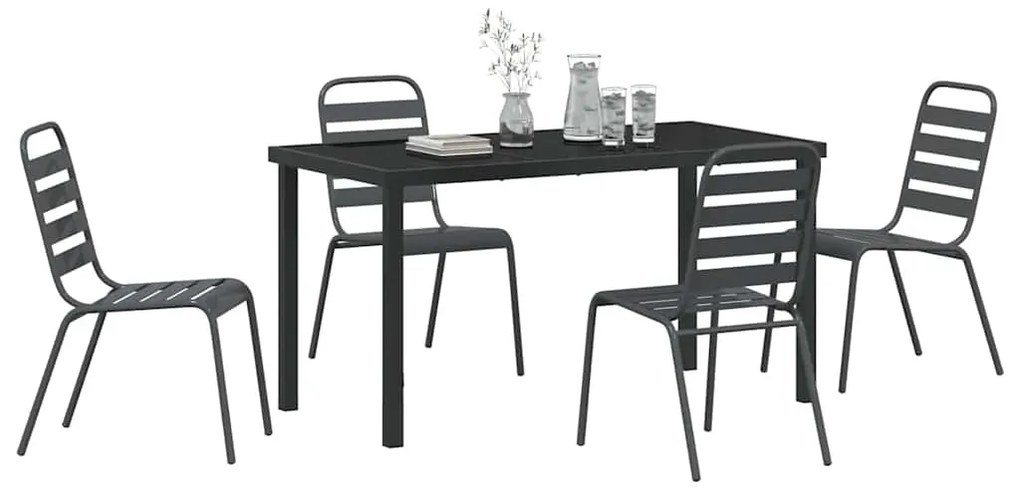 Conjunto de Jantar de Jardim com 5 Peças , Cinza Escuro, Aço
