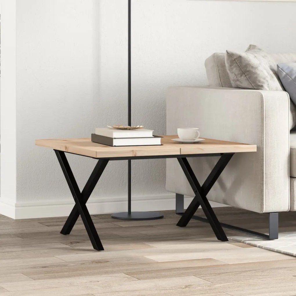 Mesa de centro estrutura em X 60x60x40,5 cm pinho/aço
