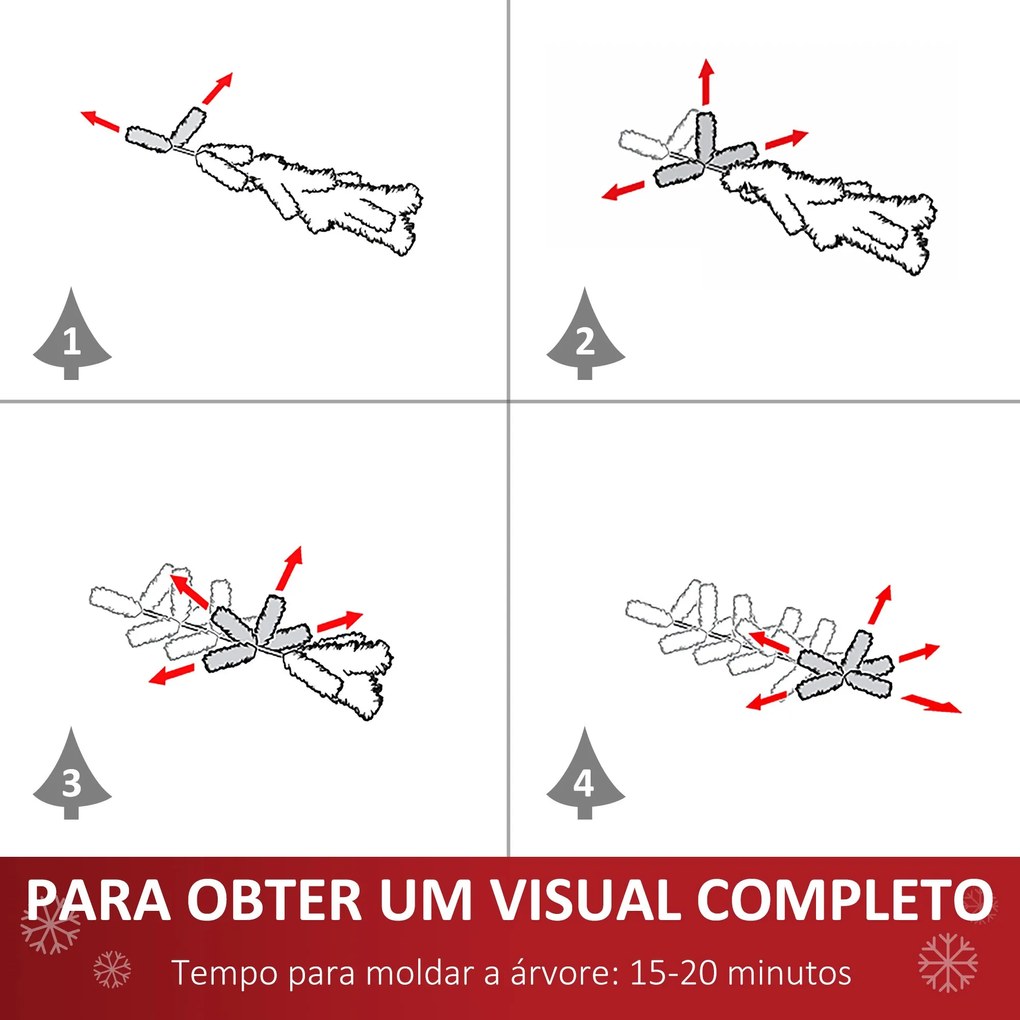 HOMCOM Árvore de Natal 150 cm Árvore de Natal Automática com 378 Ramos