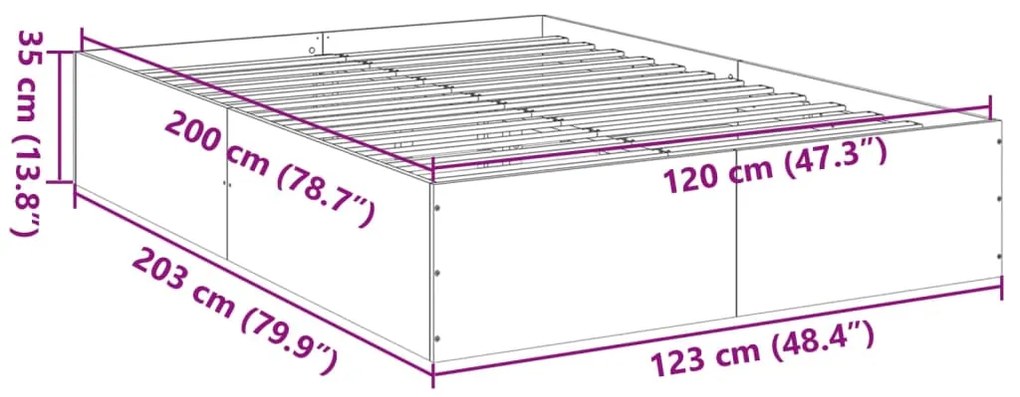 Estrutura de cama 120x200 cm derivados de madeira cinza cimento