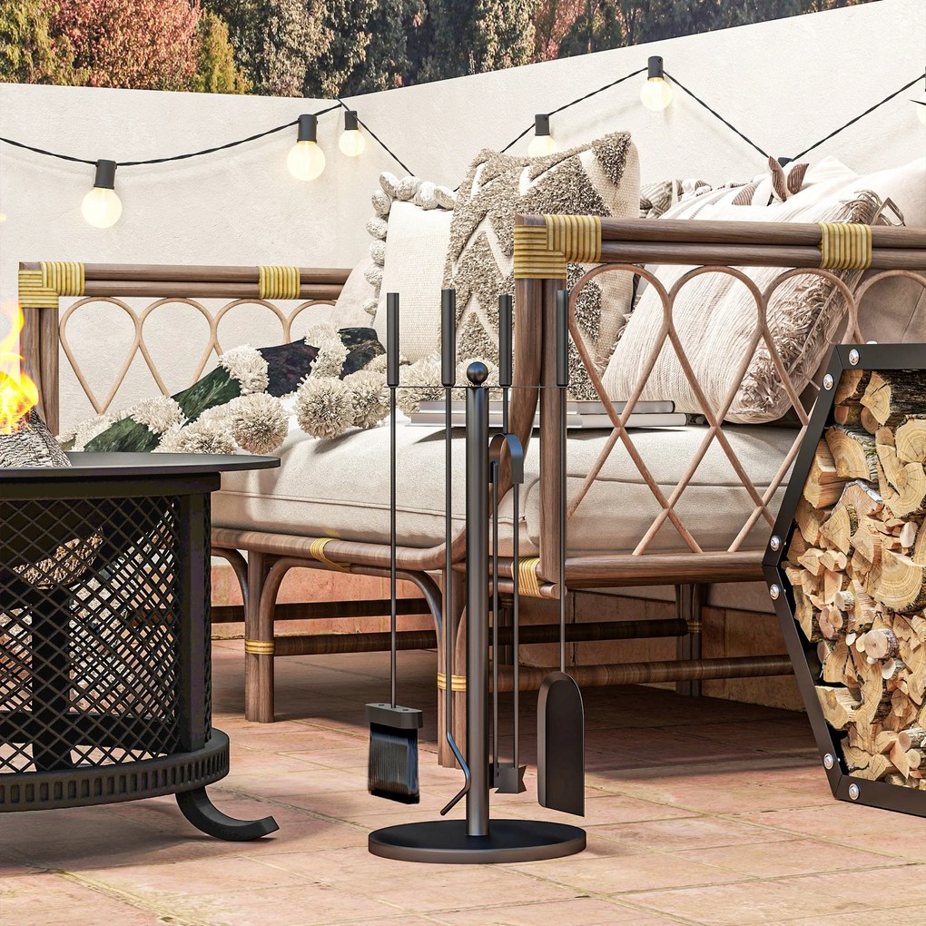 Conjunto de Ferramentas para Lareira em Metal – Ø25x54 cm | 5 Peças co