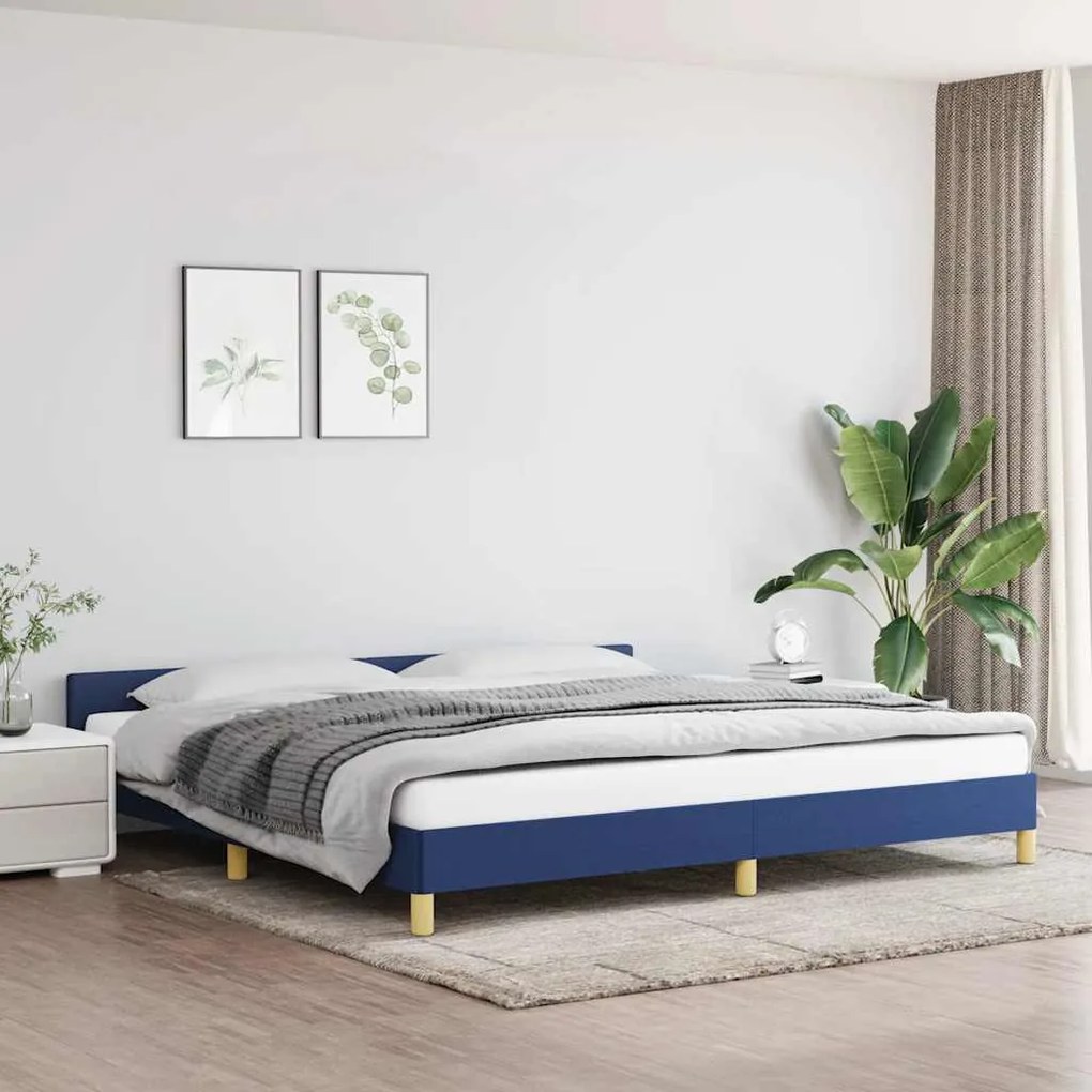 Estrutura cama c/ cabeceira sem colchão 200x200 cm tecido azul