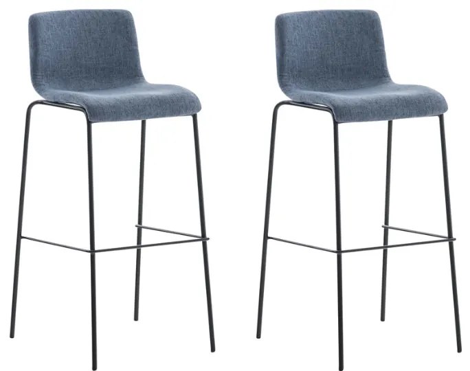 Conjunto de 2 bancos de bar Hoover em tecido e com estrutura preta 43 x 100 x 48 cm Azul