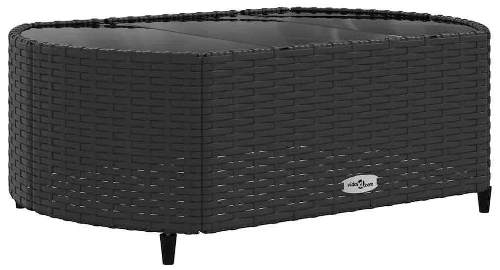 5 pcs conjunto sofás de jardim com almofadões vime PE preto