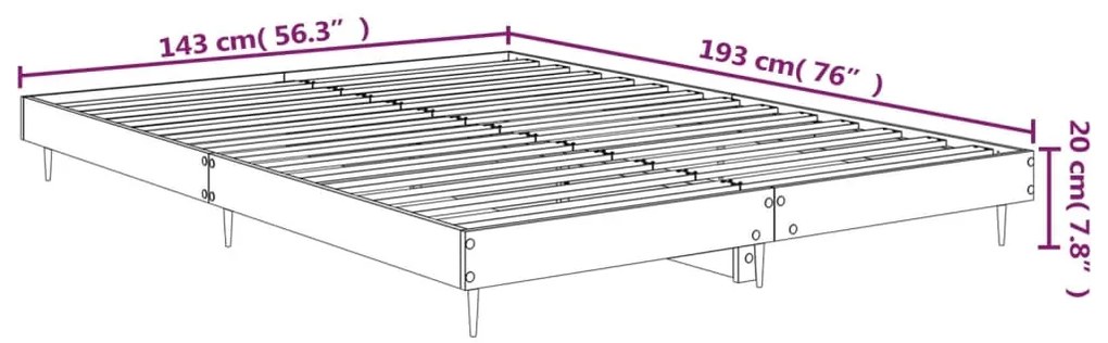 Estrutura cama 140x190 cm derivados de madeira cinzento sonoma