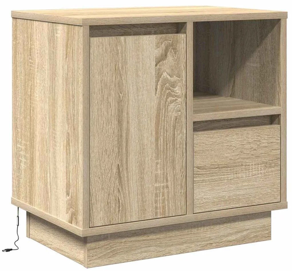 Armários de Cabeceira com LED 2 pcs Carvalho Sonoma 50x34,5x50 cm