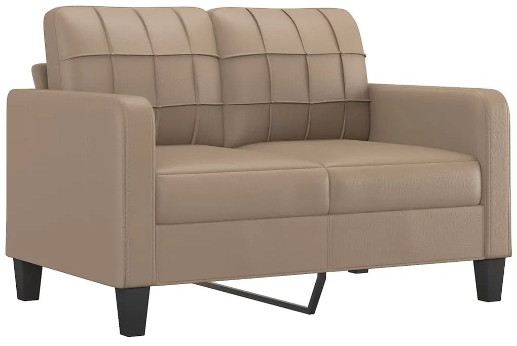 Sofá 2 lugares + almofadas 120 cm couro artificial cappuccino