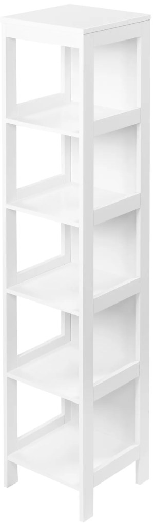kleankin Estante para Casa de Banho de 5 Níveis Móvel Auxiliar de Armazenamento Anti-Tombamento 30x30x140cm Branco