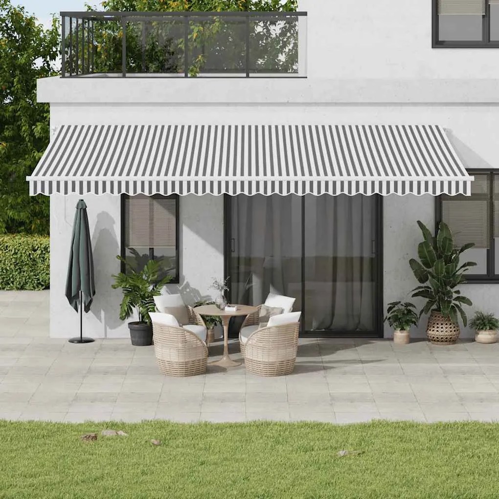 Toldo retrátil automático 500x300 cm antracite e branco