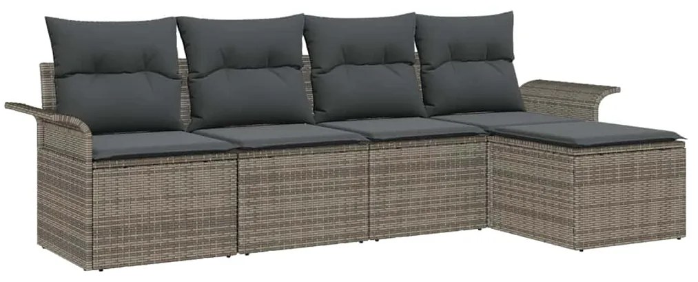 Conjunto de Sofás para Jardim vidaXL com Almofadas Cinza Vime PE