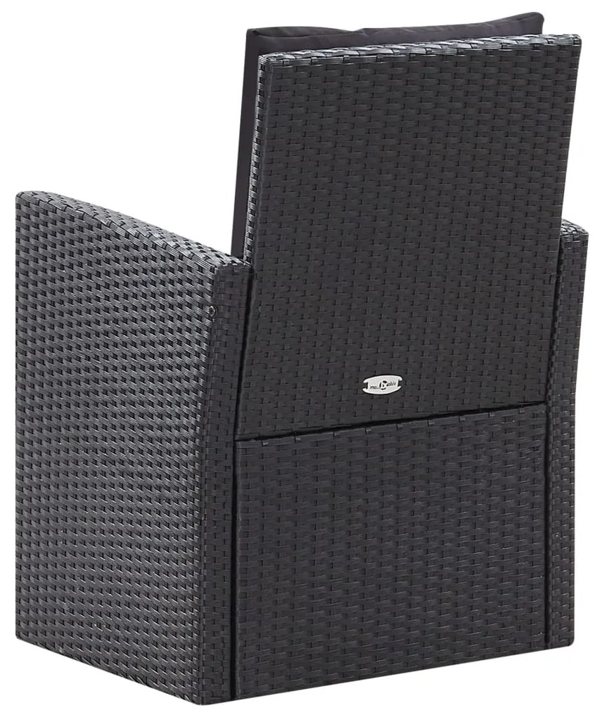 6 pcs conjunto lounge de jardim c/ almofadões vime PE preto
