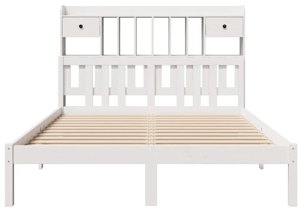 Cama com estante sem colchão 140x200 cm pinho maciço branco