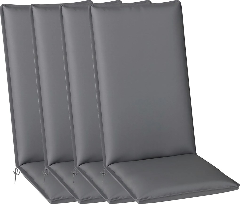 Outsunny Conjunto 4 Almofadas para Cadeira de Exterior com Fixadores e Tira Ajustável Upf50+ 124x50x5 cm Cinza | Aosom Portugal