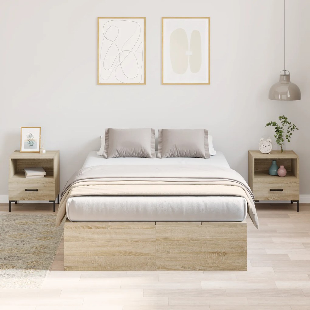 Estrado de Cama Storage vidaXL Carvalho Sonoma 120x190 cm