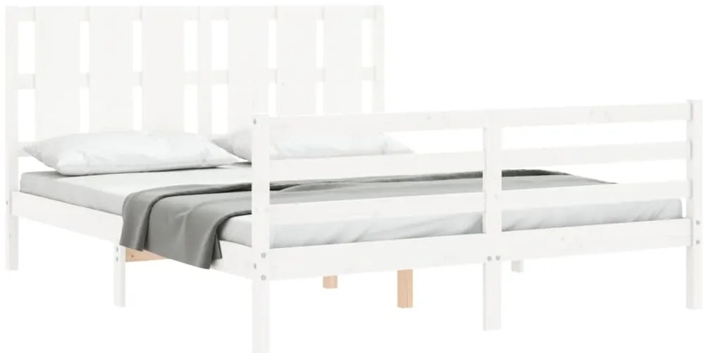 Estrutura de cama com cabeceira 160x200 cm madeira maciça