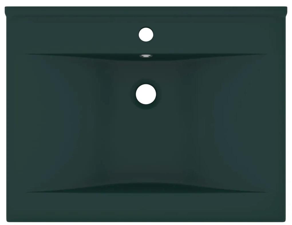 Lavatório orifício torneira 60x46 cm cerâmica verde-escuro mate